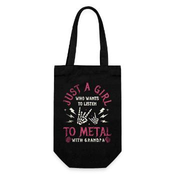 Metall-Baby-Mädchen mit Opa Rock-Baby - Geschenkbeutel für Flaschen - Schwarz - Vorne