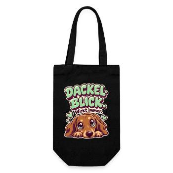 Dackelblick Wirkt immer - Geschenkbeutel für Flaschen - Schwarz - Vorne