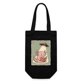Vintage Japanese Axolotl Buchliebhaber UFO Alien - Geschenkbeutel für Flaschen - Schwarz - Vorne