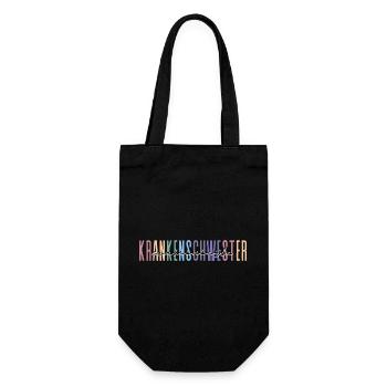 examinierte Krankenschwester - buntes Design - Geschenkbeutel für Flaschen - Schwarz - Vorne