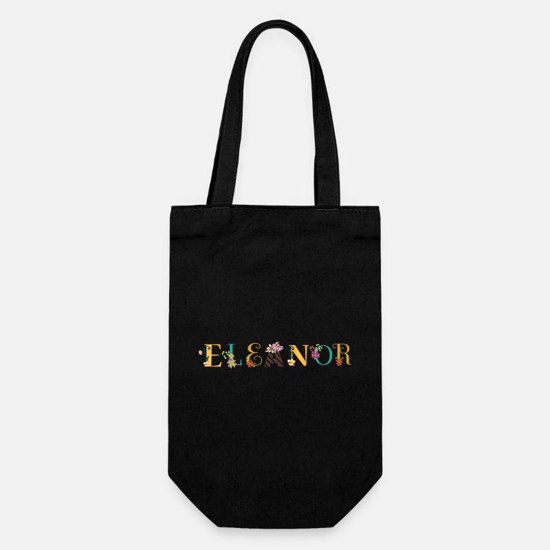 Art du nom ELEANOR avec des fleurs brodées - Sac à bouteille - noir