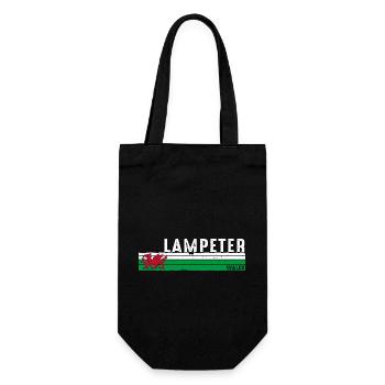 Lampeter Wales Vintage Design für Liebhaber des Kulturerbes - Geschenkbeutel für Flaschen - Schwarz - Vorne