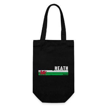 Neath: Umarmen Sie walisischen Charme mit Retro-Design - Geschenkbeutel für Flaschen - Schwarz - Vorne