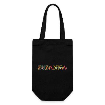 ZUZANNA Name mit Blumen geschmückt - Geschenkbeutel für Flaschen - Schwarz - Vorne