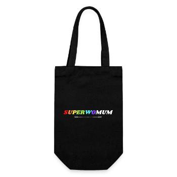 Superfrau, Superfrau, Superfrau - Geschenkbeutel für Flaschen - Schwarz - Vorne