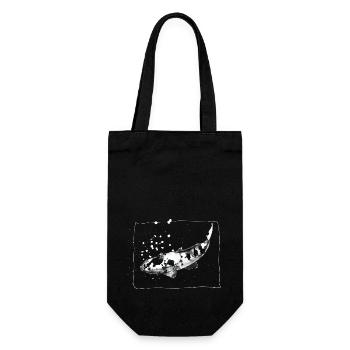 KOI Carp - dessin à l’encre dessiné à la main - blanc - Sac à bouteille - noir - Devant