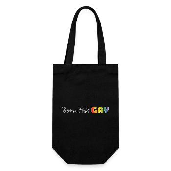 Regenbogen born this gay | LGBT lgbtqi queer - Geschenkbeutel für Flaschen - Schwarz - Vorne