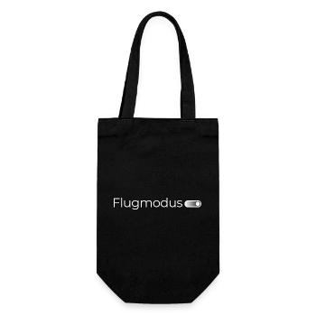 Flugmodus an. – Minimalistisches Design in Weiß - Geschenkbeutel für Flaschen - Schwarz - Vorne