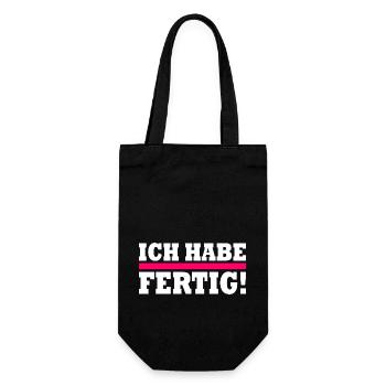 Ich habe fertig - Geschenkbeutel für Flaschen - Schwarz - Vorne
