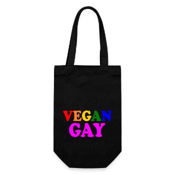 Vegan gay - Geschenkbeutel für Flaschen - Schwarz - Vorne
