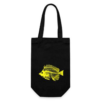 Fisch neongelb - Geschenkbeutel für Flaschen - Schwarz - Vorne