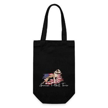 American Pitbull Terrier - Geschenkbeutel für Flaschen - Schwarz - Vorne