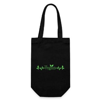 Vegan Heartbeat with the Leaves for Vegans - Gift Bag for Bottles - black - Front