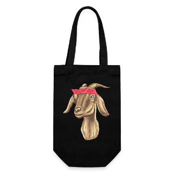 Ziege mit Bandana - Geschenkbeutel für Flaschen - Schwarz - Vorne