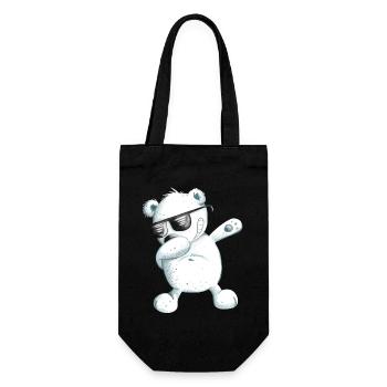 Dabbender Polar Bear I Dab Dance Animals I Dabbing Bear - Gift Bag for Bottles - black - Front