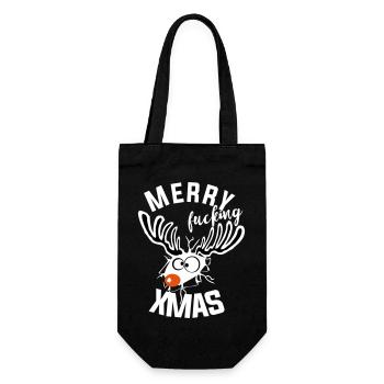 fucking xmas christmas reindeer funny ugly - Gift Bag for Bottles - black - Front