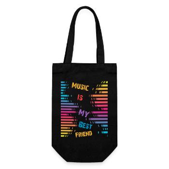 Music is my best friend - Gift Bag for Bottles - black - Front