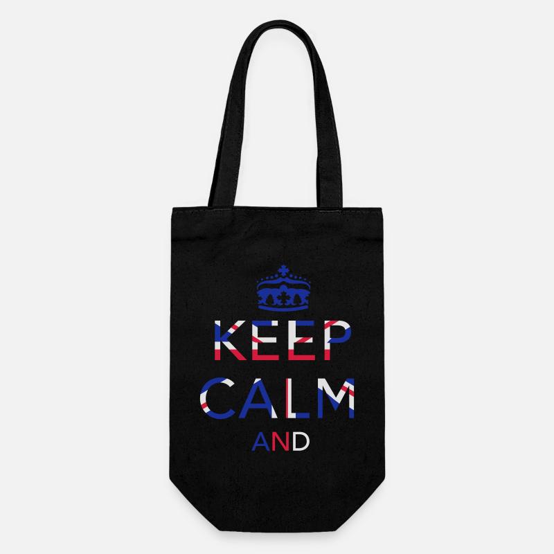 Keep calm ... Union Jack - Gift Bag for Bottles - black