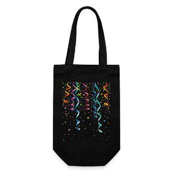 Silvester. Bunte Luftschlangen mit Konfetti. - Geschenkbeutel für Flaschen - Schwarz - Vorne