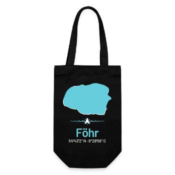 Föhr | Design-Landkarte - Geschenkbeutel für Flaschen - Schwarz - Vorne