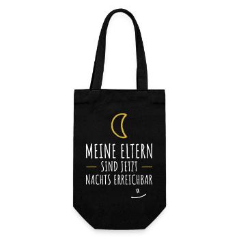 Neugeborenes Baby Geburt Eltern Babysprüche Kind - Geschenkbeutel für Flaschen - Schwarz - Vorne