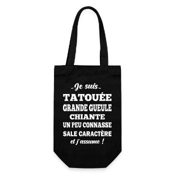 Je suis tatouée t-shirt femme humour cadeau - Sac à bouteille - noir - Devant