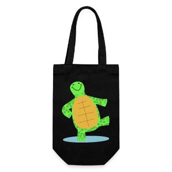 Tortue de danse dessinée à la main - Sac à bouteille - noir - Devant