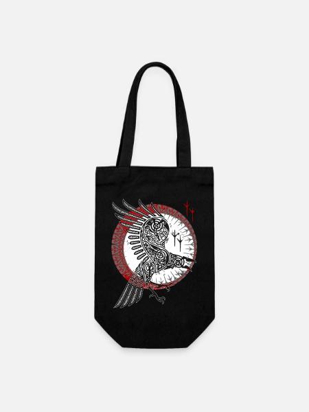 NORSE RAVEN - Walhalla Raben Wikinger - Geschenkbeutel für Flaschen - Schwarz