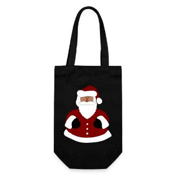 Santa Umarmung Illustration - Geschenkbeutel für Flaschen - Schwarz - Vorne