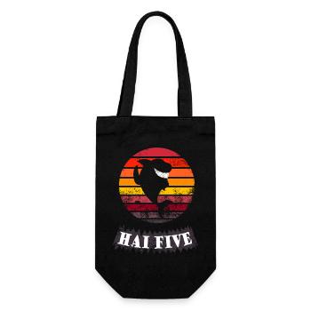 Haifisch High 5: HAI FIVE (Vintage Sunset) - Geschenkbeutel für Flaschen - Schwarz - Vorne
