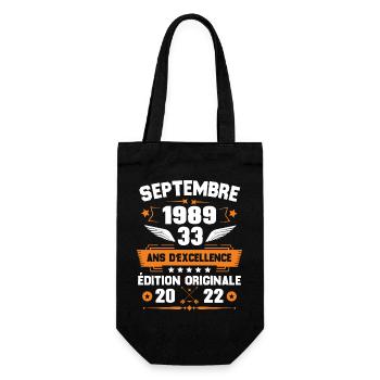 Septembre 1989 Idée cadeau d'anniversaire 33 ans - Sac à bouteille - noir - Devant