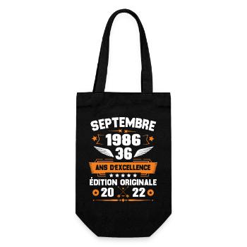 Septembre 1986 Idée cadeau d'anniversaire 36 ans - Sac à bouteille - noir - Devant