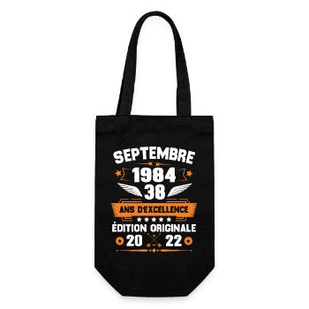 Septembre 1984 Idée cadeau d'anniversaire 38 ans - Sac à bouteille - noir - Devant