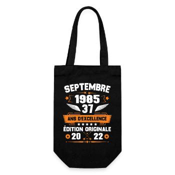 Septembre 1985 Idée cadeau d'anniversaire 37 ans - Sac à bouteille - noir - Devant
