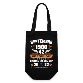 Septembre 1980 Idée cadeau d'anniversaire 42 ans - Sac à bouteille - noir - Devant