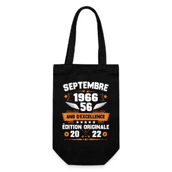 Septembre 1966 Idée cadeau d'anniversaire 56 ans - Sac à bouteille - noir - Devant