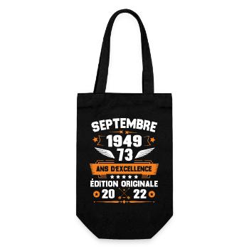 Septembre 1949 Idée cadeau d'anniversaire 73 ans - Sac à bouteille - noir - Devant
