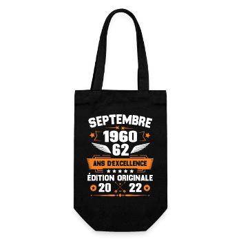 Septembre 1960 Idée cadeau d'anniversaire 62 ans - Sac à bouteille - noir - Devant