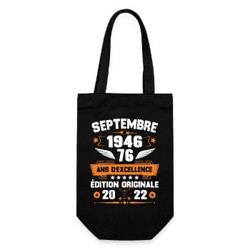 Septembre 1946 Idée cadeau d'anniversaire 76 ans - Sac à bouteille - noir - Devant