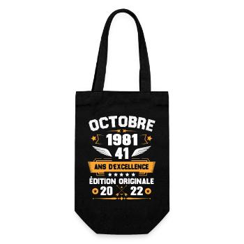 Octobre 1981 Idée Cadeau D'anniversaire 41 Ans - Sac à bouteille - noir - Devant