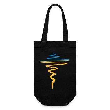 Ukraine Flag Heartbeat Pulse - Gift Bag for Bottles - black - Front