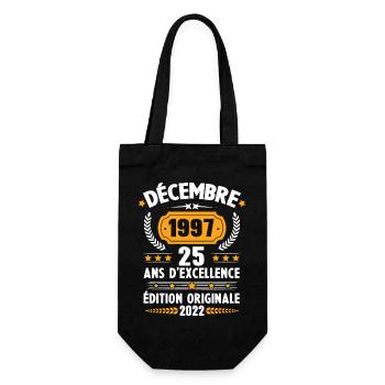 Cadeau D'anniversaire Rétro 25 Ans Décembre 1997 - Sac à bouteille - noir - Devant