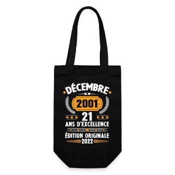 Cadeau D'anniversaire Rétro 21 Ans Décembre 2001 - Sac à bouteille - noir - Devant