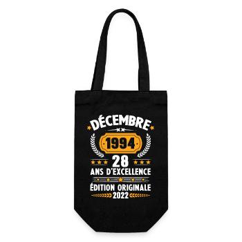 Cadeau D'anniversaire Rétro 28 Ans Décembre 1994 - Sac à bouteille - noir - Devant