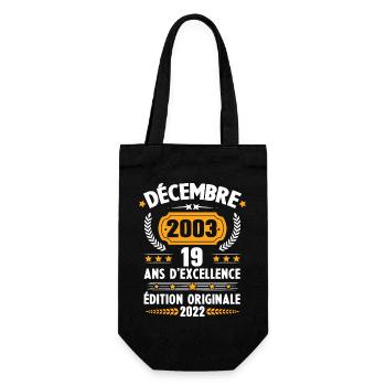 Cadeau D'anniversaire Rétro 19 Ans Décembre 2003 - Sac à bouteille - noir - Devant