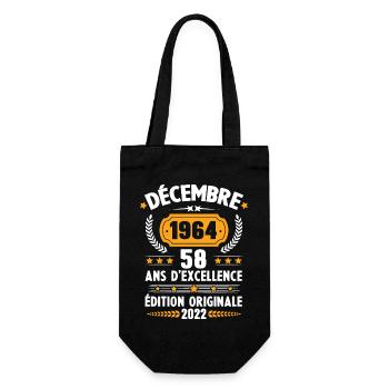 Cadeau D'anniversaire Rétro 58 Ans Décembre 1964 - Sac à bouteille - noir - Devant