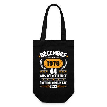 Cadeau D'anniversaire Rétro 44 Ans Décembre 1978 - Sac à bouteille - noir - Devant