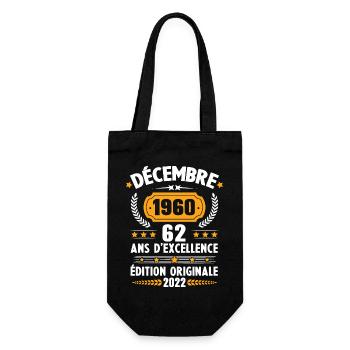 Cadeau D'anniversaire Rétro 62 Ans Décembre 1960 - Sac à bouteille - noir - Devant