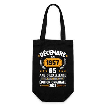 Cadeau D'anniversaire Rétro 65 Ans Décembre 1957 - Sac à bouteille - noir - Devant