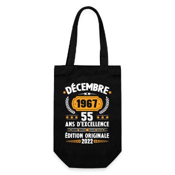 Cadeau D'anniversaire Rétro 55 Ans Décembre 1967 - Sac à bouteille - noir - Devant